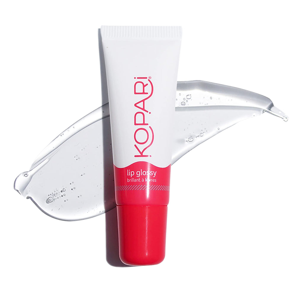 Kopari brillo labial coco transparente: hidratación suave y acabado claro al aplicar.