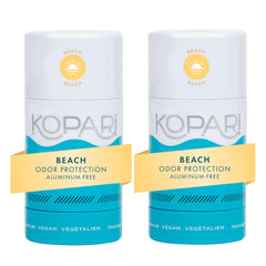 Kopari desodorante coco sin aluminio, empaque compacto para viaje diario.