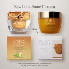 KORA Organics Turmeric Glow Moisturizer, frasco: crema cremosa que suaviza la piel.