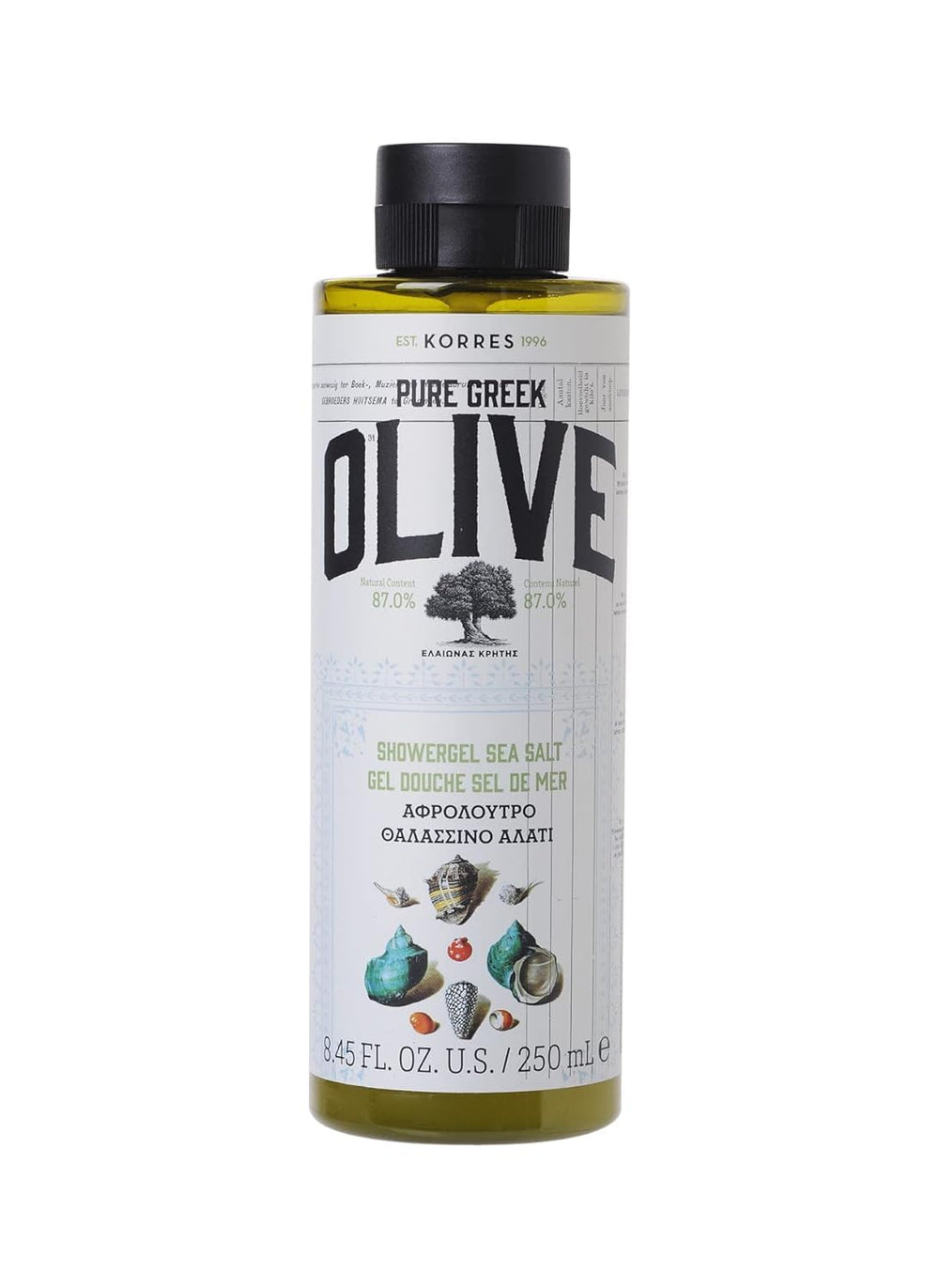 KORRES gel-de-ducha-aceite-de-oliva-espuma: espuma lujosa para hidratación suave.