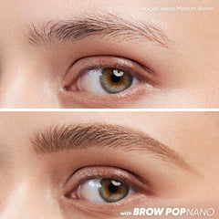 Kosas Brow Pop Nano spoolie usage demonstrating brow lift and shaping.