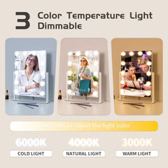 Kotdning espejo maquillaje con 3 colores de iluminación para distintos momentos del día.