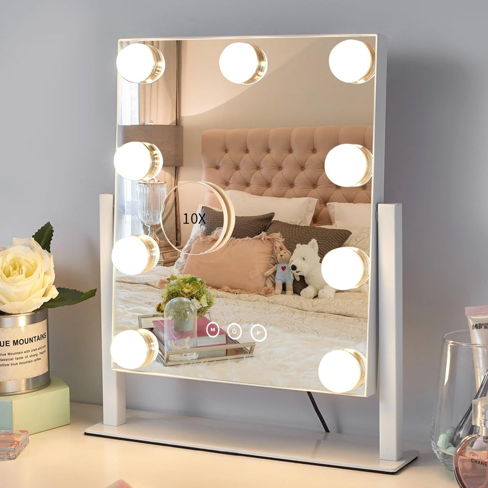 Kotdning Espejo de vanidad con 9 bombillas iluminando con suavidad para maquillaje.
