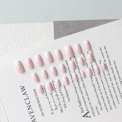 KQueenest uñas acrílicas ombré rosa, tono suave y forma media cuadrada.