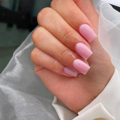 KQueenest uñas acrílicas rosa cuadradas medianas para un acabado elegante