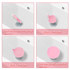 Esponja facial Krgiqn que al humedecerse se expande para limpieza y exfoliación suaves.