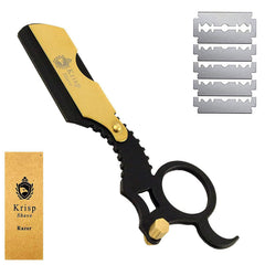 Navaja recta Krisp Beauty para barberos, afeitado cercano y cómodo.