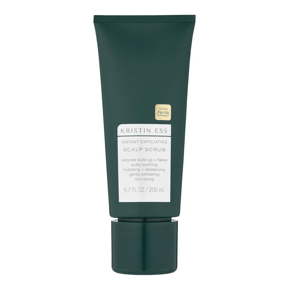 Kristin Ess Exfoliante para cuero cabelludo, botella visible, limpieza suave y detox diario.