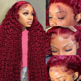 KRKRYQ 99J burgundy deep wave front view shows natural hairline for versatile styling.