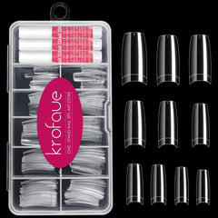 Krofaue: juego de 100 uñas falsas transparentes para ajuste cómodo y duradero.