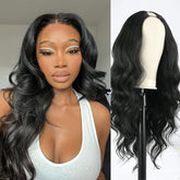 KRSI V-Part Wig frente 24 pulgadas con onda corporal para uso diario natural