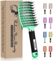 KTkudy cepillo desenredante con cerdas de jabalí para cabello suave y sin tirones