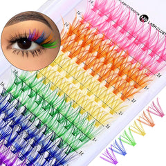 KUCKOW extensiones de pestañas coloridas clusters, 120 piezas, para estilos vibrantes y versátiles.