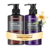 KUNDAL champú Amber Vanilla en botella ergonómica para uso diario.