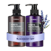 KUNDAL champú coreano Blackberry Bay en botella ergonómica para lavado suave.