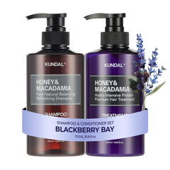 KUNDAL champú coreano Blackberry Bay en botella ergonómica para lavado suave.