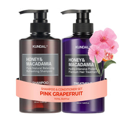 KUNDAL champú y acondicionador pomelo rosado en botella, aroma duradero para cabello suave.