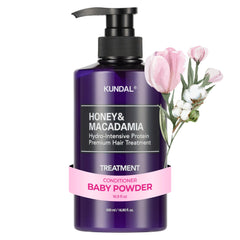 KUNDAL Acondicionador miel macadamia en botella frontal ofrece hidratación prolongada y aroma suave.