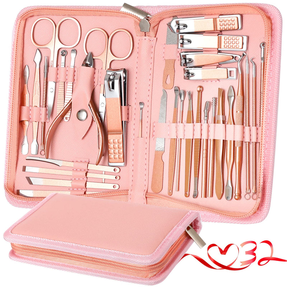 KV-YSHQLNE set manicura-pedicura 32 en 1 con estuche de viaje para uñas impecables