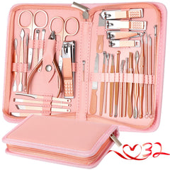 KV-YSHQLNE set manicura-pedicura 32 en 1 con estuche de viaje para uñas impecables