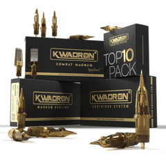 Kwadron cartucho tatuaje, caja de 20, redondo, línea larga, para trazos nítidos.