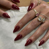 KXAMELIE uñas postizas burgundy en almendra, 48 piezas, aspecto profesional en casa.