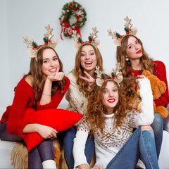Kxepoc diadema ciervo con campanas navidad, toque festivo.
