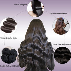KXRO cabello virgin 12A, 400 g, suave y natural para estilizar.