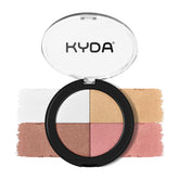 KYDA paleta 4 colores resplandor ojos y mejillas, tonos versátiles para cualquier piel.