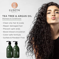 Luseta acondicionador árbol de té y argán, botella para hidratación profunda y brillo