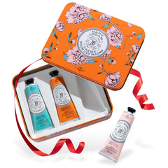 La Chatelaine Trio en boîte métallique, soin hydratant des mains durable et agréable.