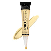L.A. Girl Pro Conceal HD corrector luz amarilla sobre la botella muestra cobertura opaca
