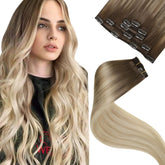 LaaVoo extensiones rubio-ombre, paquete elegante con acabado natural.