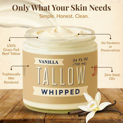 Lady May Tallow, textura-espuma-batida para cuidado facial y corporal.