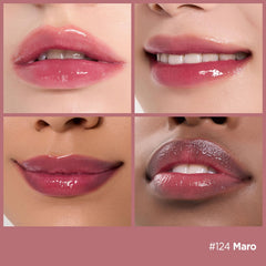 Laka Fruity Glam Lip Tint Mini ofrece acabado translúcido y brillo para labios radiantes.