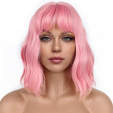 LANCAINI Pastel Bob con flequillo frente para look natural y suave.