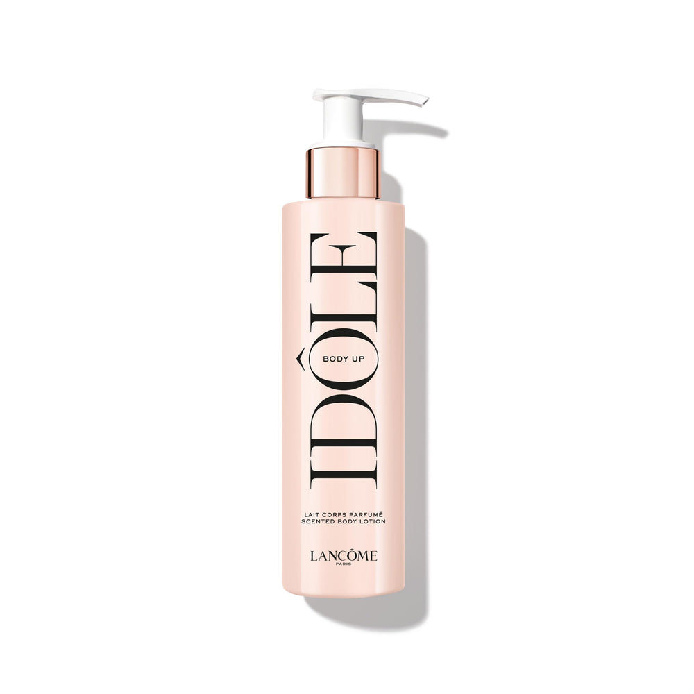 Lancôme Idôle Body Up crema corporal ligera en envase, hidratación suave para la piel.