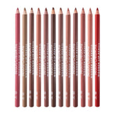 Conjunto de 12 lápices perfiladores labiales de madera para delinear y definir labios