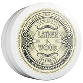 Jabón de afeitar Lather & Wood Sándalo en tazón, crema suave para afeitar.