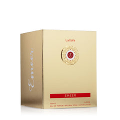 Lattafa Emeer, envase y caja, opción de regalo.