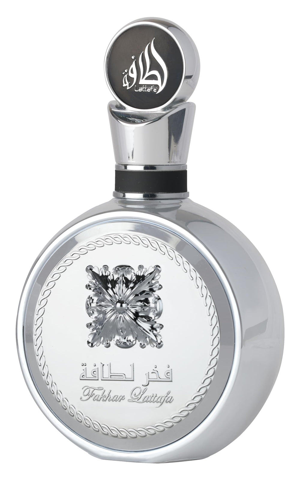 Lattafa Fakhar Platin: botella de lujo para un aroma duradero y elegante.