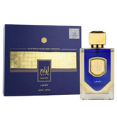 Lattafa Liam Blue Shine: botella frontal con diseño elegante para cualquier ocasión