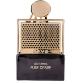 Lattafa Rave Pure Desire Gold botella elegante para ocasiones especiales y confianza diaria.