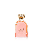 Lattafa Shahd, botella rosa, ideal para uso diario elegante y sutil.