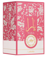 Lattafa Yara Candy uso-nocturno, crea una sensación envolvente y floral.