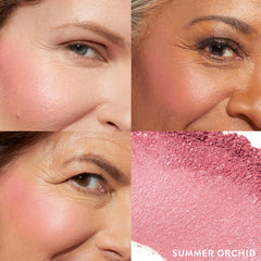 Laura Geller New York Blush-n-Brighten swatches Rose Summer Orchid, teinte naturelle.
