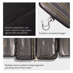 Doublure en maillage du sac maquillage pliable Laura Geller New York, contenu visible facilement.
