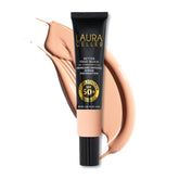 Laura Geller New York – serum fundación SPF50 tono claro para un tono uniforme.