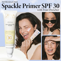 Laura Geller Spackle Primer Textura Satinada ofrece brillo suave.