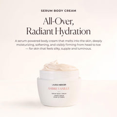 Laura Mercier Serum Body Cream con aplicación manual para hidratación rápida.